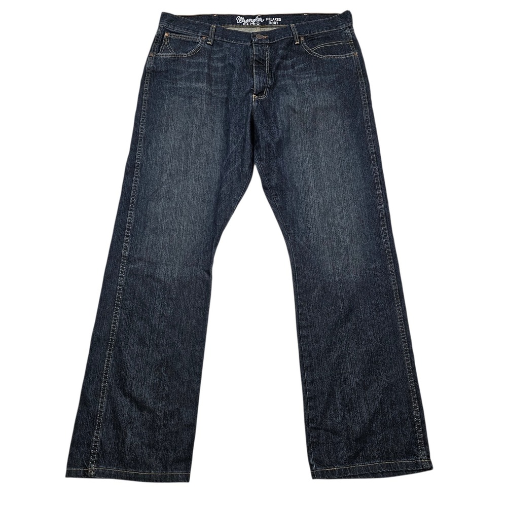 Wrangler Retro Relaxed Bootcut Jeans Mens 40x33 Dark Blue Denim Western Rodeo - Picture 2 of 12